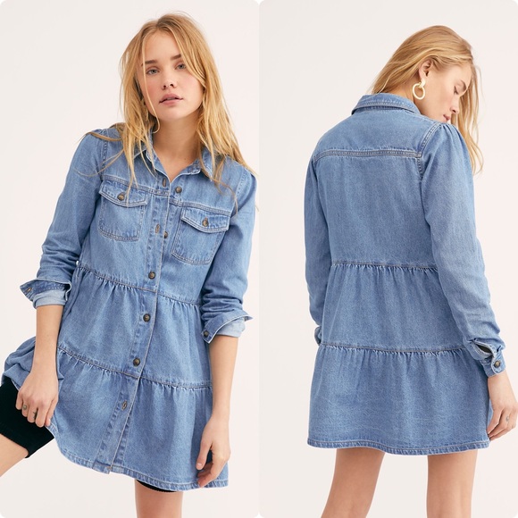 Free People Nicole Denim Shirt Dress - Picture 5 of 8